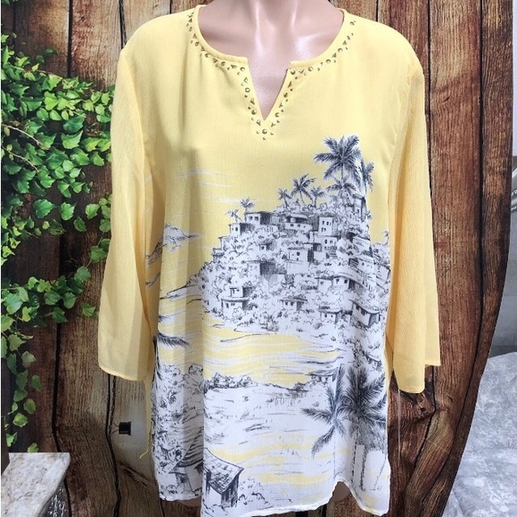 NWT! Alfred Dunner Seas The Day 3/4 Sleeve Blouse Size 18 - Picture 1 of 6